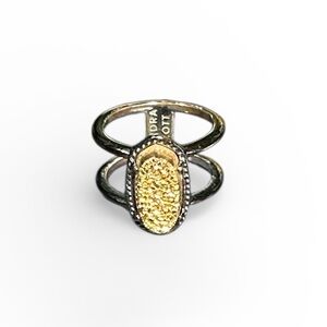 Kendra Scott Elyse band ring gold druzy Black Metal size 6
